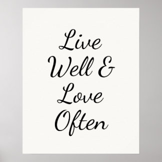 Leef goed en hou vaak van Modern Schrift Poster