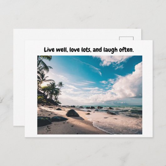 Leef goed, hou van veel en lach vaak. briefkaart (Voorkant / Achterkant)