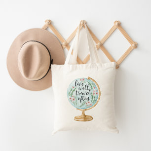 Leef goed, reis vaak tote bag