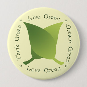 Leef groen, denk groen, droom groen, liefde groen ronde button 4,0 cm