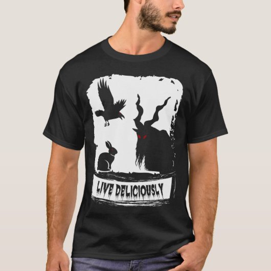 Leef heerlijk satanische geitenhekserij Lucifer T-shirt (Voorkant)
