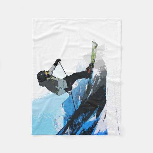 Leef het! - afdaling skiër fleece deken (Voorkant)