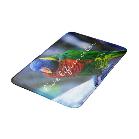 Leef het Leven in Kleur Quote Rood Blauw Groen Vog Badmat (Gekanteld)