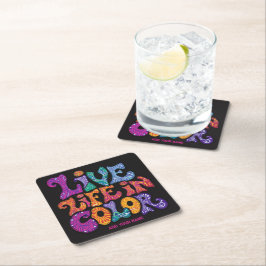 Leef het Leven in Kleur Retro 70s Psychedelische P Kartonnen Onderzetters