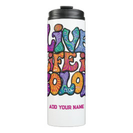 Leef het Leven in Kleur Retro 70s Psychedelische P Thermosbeker