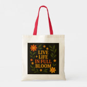 "Leef het leven in volle bloei" Floral Canvas tas (Achterkant)