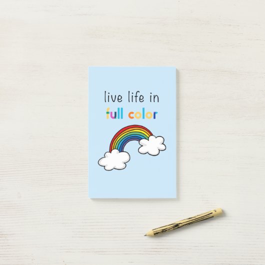 Leef het leven in volle kleuren regenboog post-it® notes (Op bureau)
