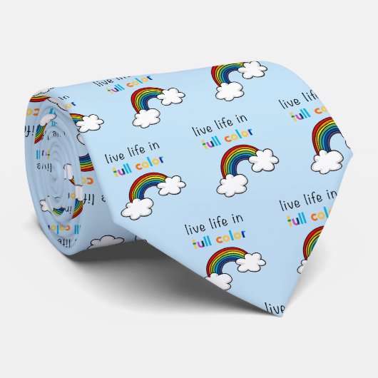 Leef het leven in volle kleuren regenboog stropdas (Opgerold)