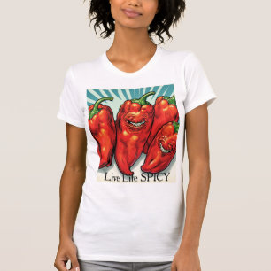 Leef het leven kruidig, hete pepers t-shirt