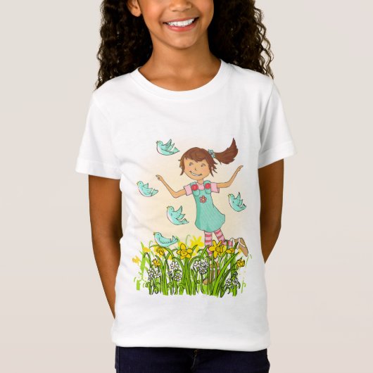 Leef het leven met plezier! lente meisje t-shirt a (Voorkant)