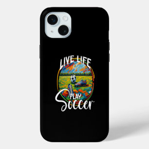 Leef het Leven Speel Voetbal, Voetballer Bal Sport iPhone 15 Plus Case