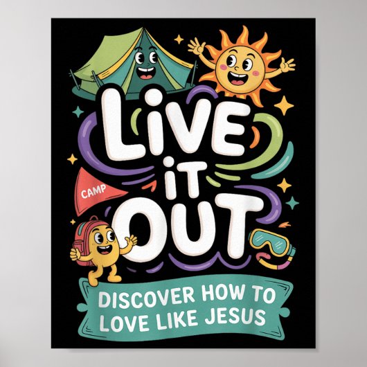 Leef het uit, hou van Jezus VBS 2025 Christelijke Poster (Voorkant)