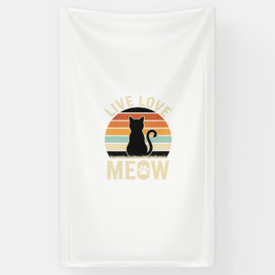 Leef Houd Van Poezen Vintage Kat Zonsondergang Des Spandoek