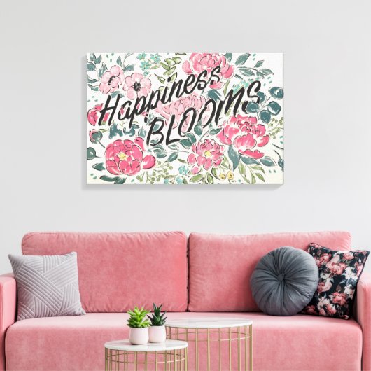 Leef in Bloom | Geluksbloei Canvas Afdruk (Insitu (Woonkamer))