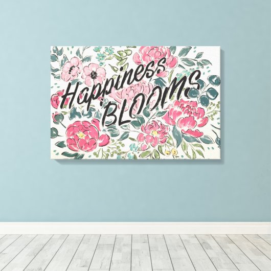 Leef in Bloom | Geluksbloei Canvas Afdruk (Insitu (Houten vloer))
