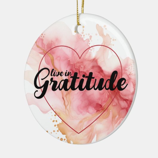 Leef in dankbaarheid roze inkt keramisch ornament (Links)