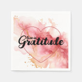 Leef in dankbaarheid roze inkt servet (Voorkant)