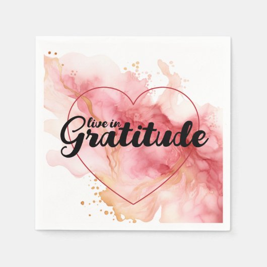 Leef in dankbaarheid roze inkt servet (Voorkant)