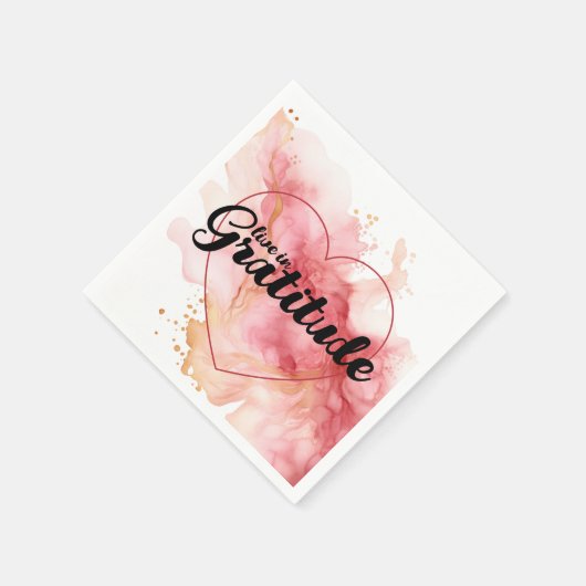 Leef in dankbaarheid roze inkt servet (Hoek)