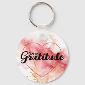 Leef in dankbaarheid roze inkt sleutelhanger (Voorkant)