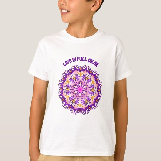 Leef in Full Color Mandala kinderkleding T-shirt (Voorkant)