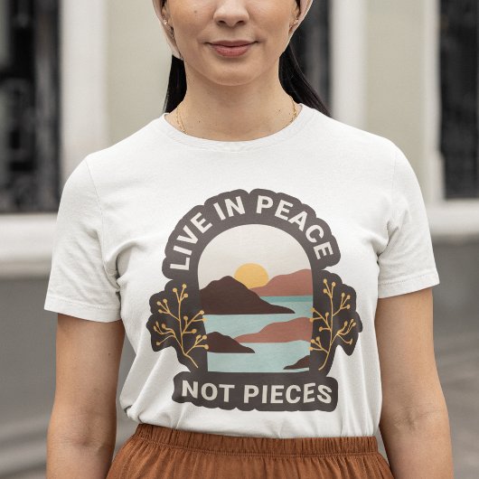 Leef in vrede, geen stukjes retro-positiviteitsquo t-shirt