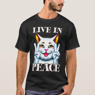 Leef in vrede kat sociale samenleving Acceptatie L T-shirt