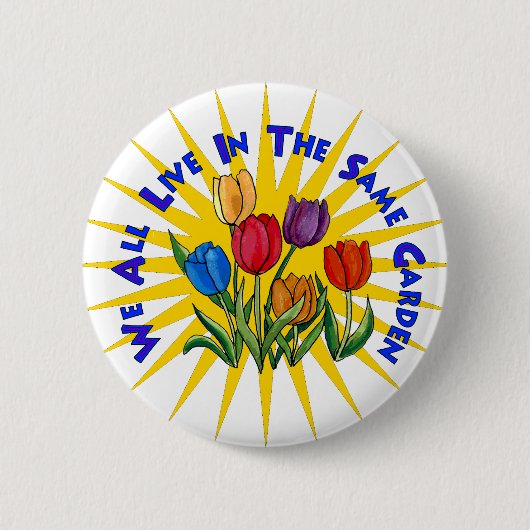 Leef in vredestuin ronde button 5,7 cm (Voorkant)