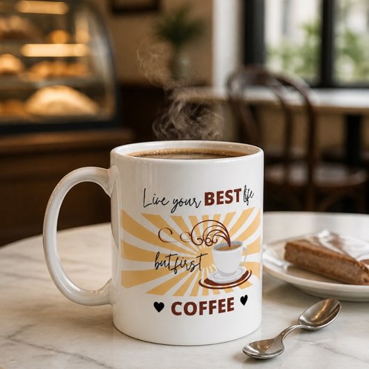 Leef je beste leven | Maar eerst koffie | Mok