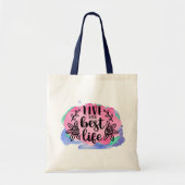 Leef je beste leven waterverf tote bag (Voorkant)