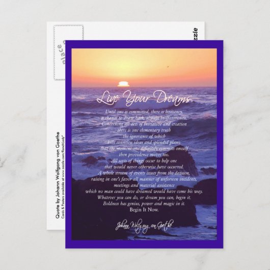 Leef je dromen Briefkaart (Voorkant / Achterkant)