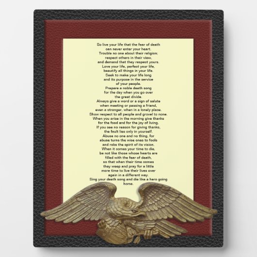 Leef je leven, chef Tecumseh goudadelplaque Fotoplaat (Voorkant)