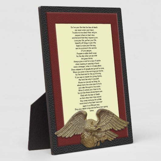 Leef je leven, chef Tecumseh goudadelplaque Fotoplaat (Zijkant)