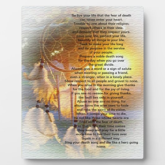 Leef je leven, Chief Tecumseh dreamcatcher Fotoplaat (Voorkant)