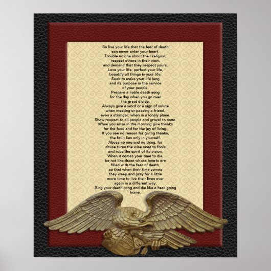 "Leef je leven", Chief Tecumseh met goudadelaar Poster (Voorkant)