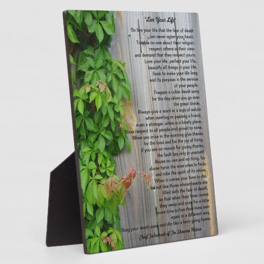 Leef je leven, Chief Tecumseh plaque Fotoplaat (Zijkant)