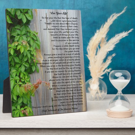 Leef je leven, Chief Tecumseh plaque Fotoplaat (Zijkant)