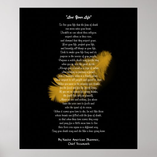 "Leef je leven" Gouden veer van Chief Tecumseh Poster (Voorkant)