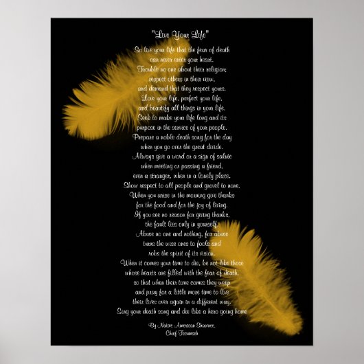 "Leef je leven" Gouden veer van Chief Tecumseh Poster (Voorkant)