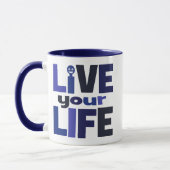 Leef je leven, hou van je leven blauw mok (Links)