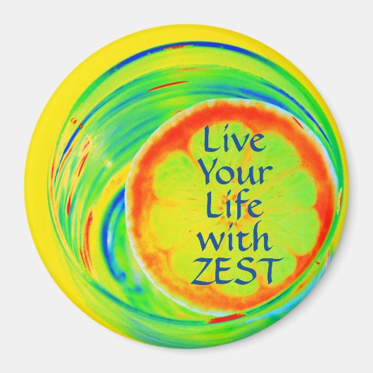 Leef je leven met de Zest Psychedelic Retro Pop Ar Magneet (Voorkant)