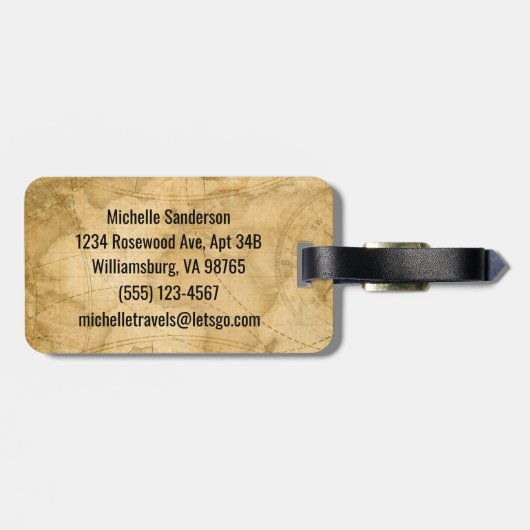 Leef je leven met een compass Custom Bag Bagagelabel (Achterkant horizontaal)