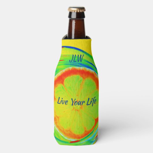 Leef je leven met Zest Flesjeskoeler (Fles Voorkant)