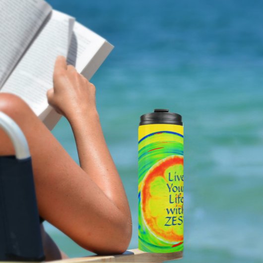 Leef je leven met Zest Heldere Kleurrijke Citrus Thermosbeker