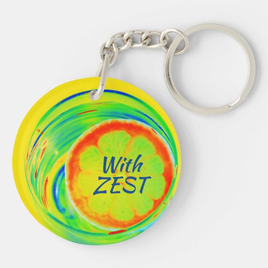 Leef je leven met Zest Psychedelic Citrus Sleutelhanger (Achterkant)