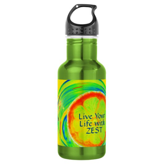 Leef je leven met Zest Psychedelic Citrus Waterfles (Voorkant)