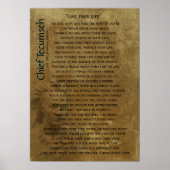 "Leef je leven" op oud perkament, Chief Tecumseh Poster (Voorkant)
