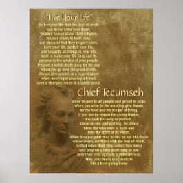 "Leef je leven" op oud perkament, Chief Tecumseh Poster