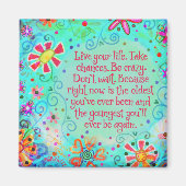 Leef je leven Quote Aqua Bloemen Trendy Magneet (Voorkant)