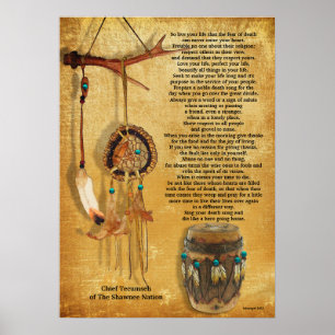 "Leef je leven" Tecumseh Dreamweaver en Drum Poster